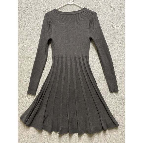Dana Buchman Sweater Dress Womens Medium Gray Ribbed Long Sleeve - Picture 6 of 6